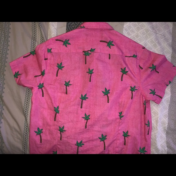 Pink Palm Tree Button Up - Picture 3 of 5